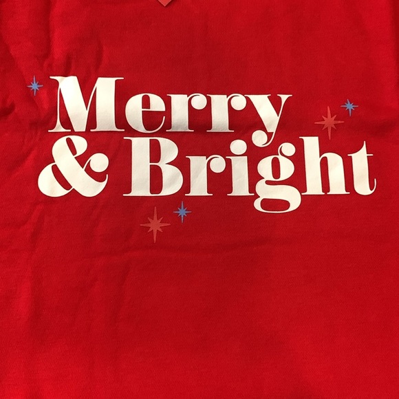 NEW! Women's "Merry & Bright" Holiday Christmas Sweatshirt, Red - Wondershop - Picture 10 of 11